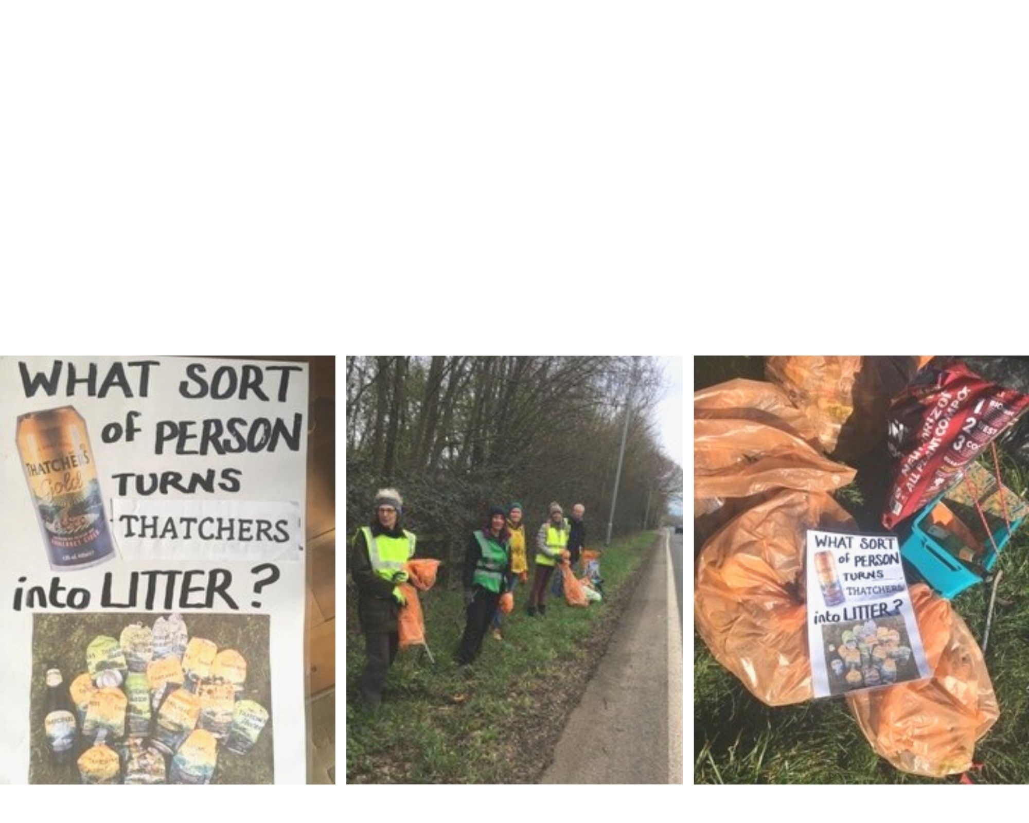 Litterpickers pick up cans of cider