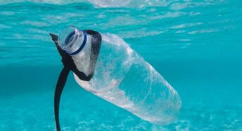 plastic bottle floating in ocean