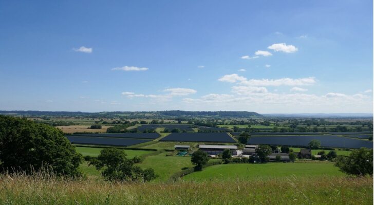 view of countryside with solar panels