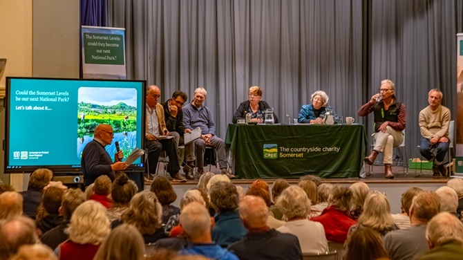 panel & audience asking questions at public event